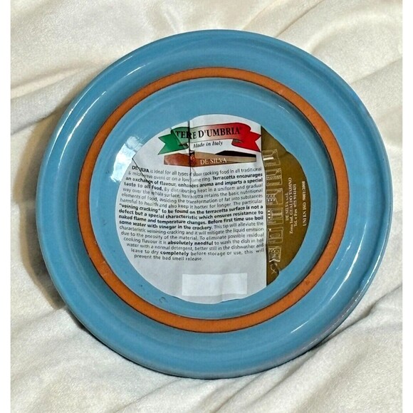 De Silva Terracotta Lt Blue Soup Bowl with handle and lid, never used 6.5x5.5" - Picture 6 of 16